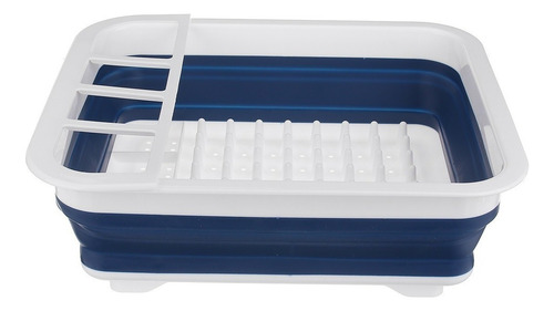 Escorredor Louças Prato Talheres Silicone Retrátil Dobrável Cor Azul