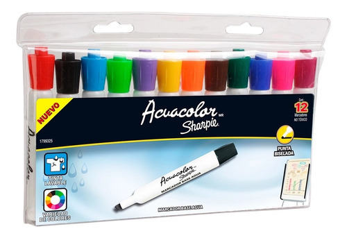 Marcador Base Agua Acuacolor Blister Con 12 Piezas Sharpie