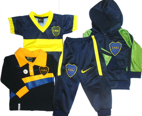 Kit Ajuar De Boca Para Bebe 4 Prendas Camiseta Oficial !!