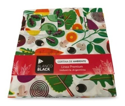 Cortina De Cocina Estampada Blanco Black