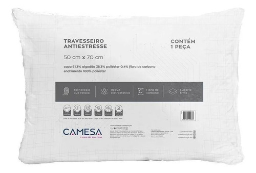 Kit 2 Travesseiro Antiestresse Camesa Suporte Firme 50 X 70