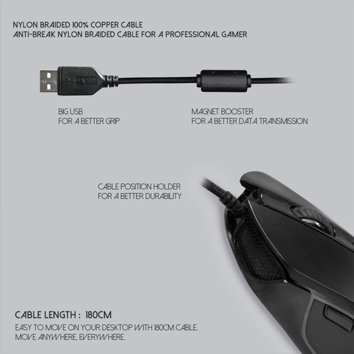 Mouse Gaming Fantech Con Cable Thor X9 Rgb 7 Botones
