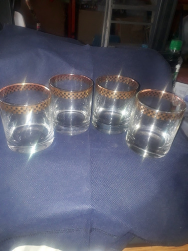 04 Vasos De Whisky  Con Filos Dorados