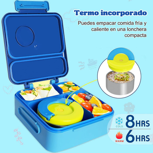 A Bento Box Para Niños, Azul, 4 Compartimentos, Aislado