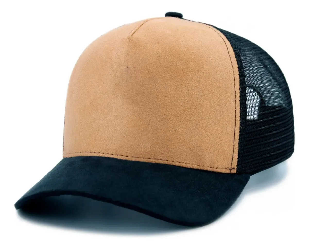 Boné Trucker Telinha Aba Curva Camurça Personalizado 30 Uni Cor Bege/preto Tamanho Unico