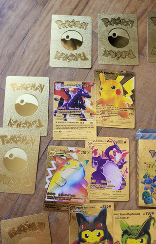 Pokemon Cartas Metalizado Pack 6 Cajas Varios Colores Lindos Doradas Y Varios
