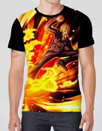 Camiseta masculina Sanji Anime One Piece Desenho Arte Camisa Blusa