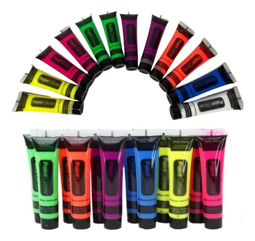 Pinturas Fluorescentes Luminosa 6pz Cara,cuerpo+regalo