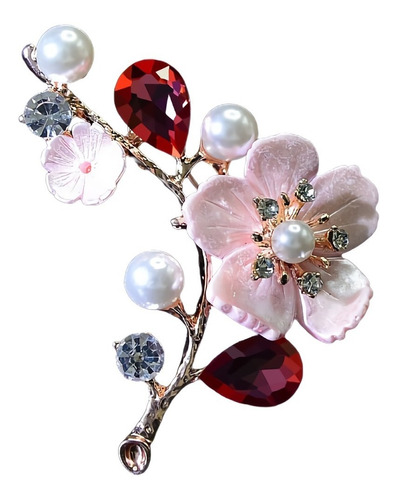 Broches Prendedor Conchas Y Perlas Floral Cristal Para Mujer