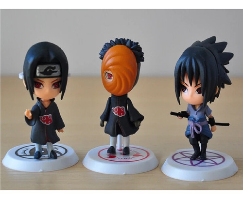 06 Bonecos Naruto = Gaara Itachi Kakashi Obito Sakura Sasuke