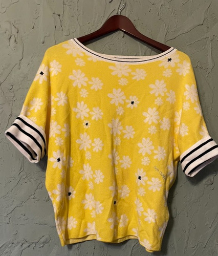 Sweater De Flores Amarilla Tejida Para Mujer Talla L