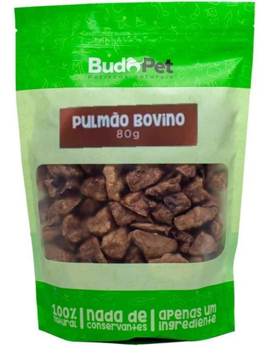 Petisco Natural Para Cães E Gatos Budopet Pulmão Bovino 80g