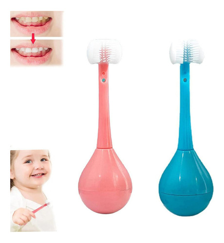 Set 2 Cepillos De Dientes Redondos 3d Para Niños De 3 Años