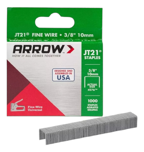 Grapas Arrow Mod. 214 Jt21 1/4 PLG (6mm) Caja 1000 Unidades