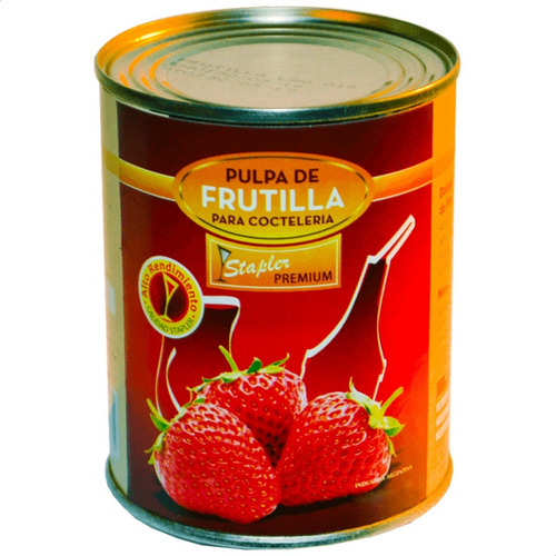 Imagen 2 de 5 de Pulpa De Frutilla Para Cocteleria Stapler Premium Lata 880g