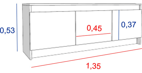 Rack Mesa Mueble Para Tv Smart 3 Puertas 1.35 Mts Living