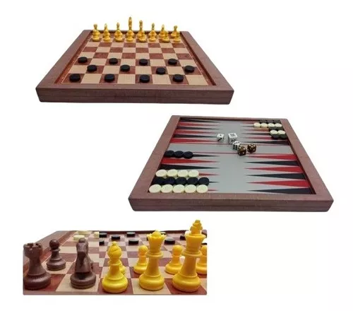 Jogo de Xadrez, Damas e Gamão Magnético