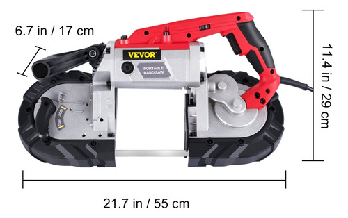 Sierra Banda Portátil Vevor Corte 5 Pul 110v 10a Profesional Rojo 60 Hz