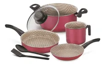 Comprar Juego De Ollas Cocina Sarten Cacerola Arrocera Tramontina Color Bordó
