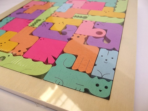 Rompecabezas Animales Juego Madera Tetris Adultos Y Niños