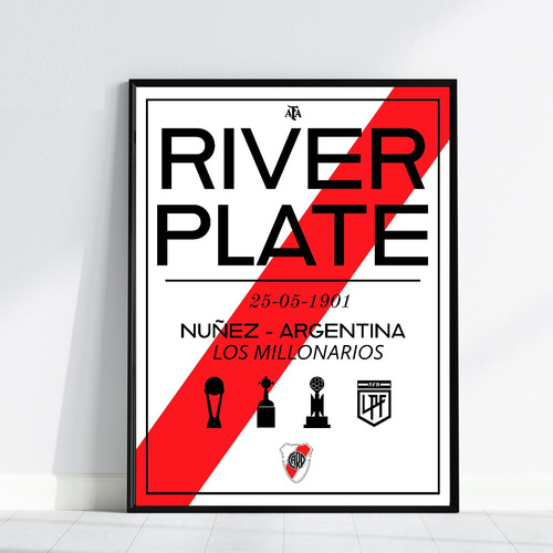 Cuadro Camiseta Futbol River Plate Ideal Regalo Deco 