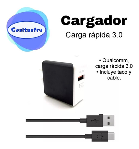 Cargador Carga Rapida Belkin Taco + Cable 