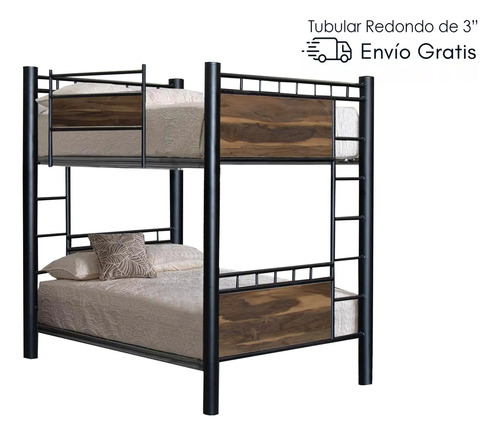 Litera Cama Matrimonial Luccia Base Colchon Con Escalera