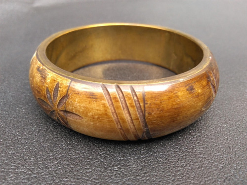 Gotica : Viejo Pulsera Bronce Y Hueso Pintado Rustico Zox