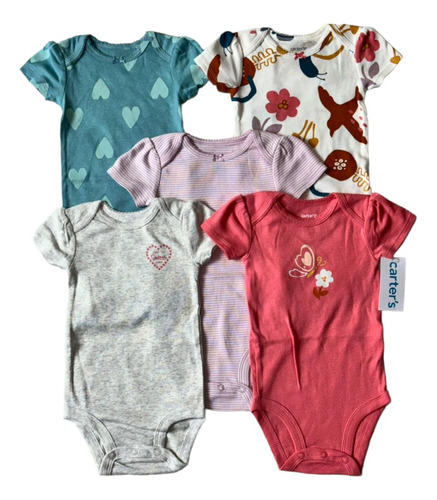 Bodys Mamelucos Carters Manga Corta Niña Pack X 5