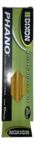 Marcador De Cera Dixon Phano Amarillo 10 Pzs