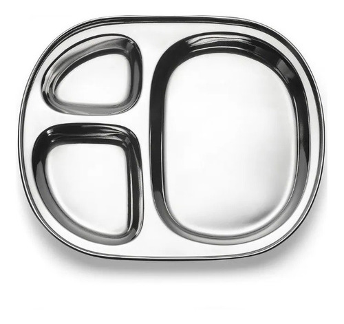 Imagem 3 de 4 de Talher Infantil + Prato Inox Kit Para Servir Infantil 4 Pçs