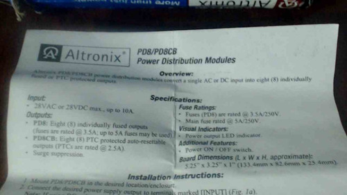 Módulo De Distribución De Energía 8 Salidas Altronix