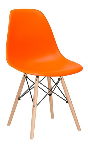 Cadeira Eames Wood Dsw Eiffel Casa Jantar Colorida Cores Cor da estrutura da cadeira Laranja