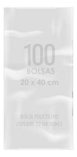 100 Bolsas Transparente Plástica Polietileno 20 X 40 Cm