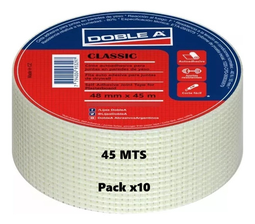X10 Cinta Doble A 45 Mts Tramada Juntas Yeso-durlock Premium