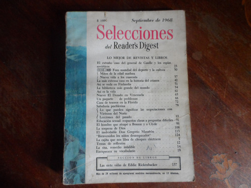 Revista Selecciones Septiembre De 1968