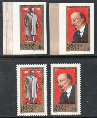 Hungría 2 Series X 4 Sellos 100° Lenin = 1 Serie Sin Dentar 