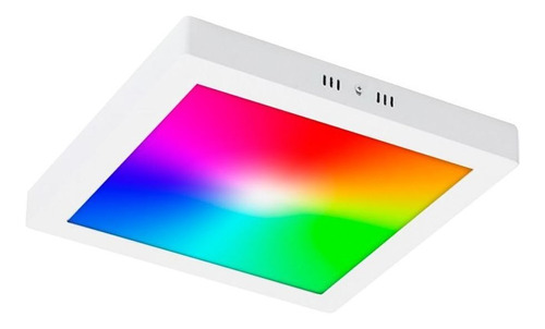 Painel Plafon 18w Led Rgb Quadrado Sobrepor Sensor Rítmico