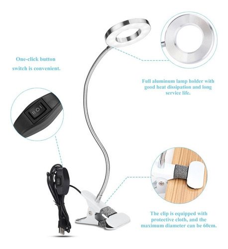Y Lámpara De Mesa Clip Led Manicura Luz Salón Dispositivo