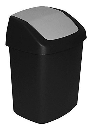 Cubo De Basura Curver Con Tapa Abatible, Negro / Gris, 1