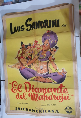 Antiguo Afiche De Cine Original-el Diamante Del Maharaja'-sb