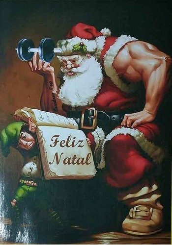 Imagem 1 de 3 de Enfeite De Natal Quadro Decorativo Papai Noel Fitness