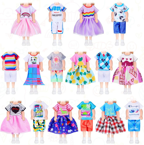 16 Piezas De Ropa De Muñeca Para Niña, Ropa De Muñeca De 6 P