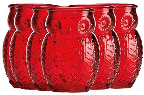 6 Vaso Chupito Forma Buho Unidad Color Rojo