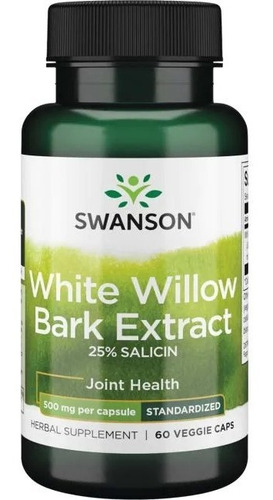 White Willow Bark Extracto 500mg 60 Caps Con 25% De Salicin