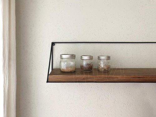 Estante Industrial Vintage 80cm Madera Y Hierro Negro