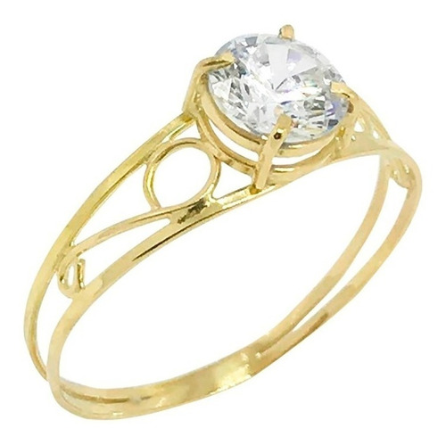 Anel Feminino Ouro 18k Com Pedra Zircônia 6mm Mães À Vista