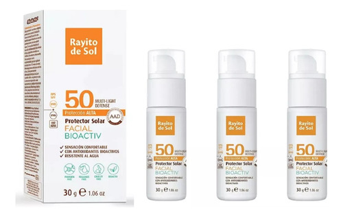 Protector Solar Rayito De Sol Facial Fps 50 30g X3un