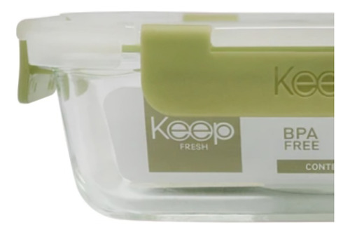 Hermetico Rectangular 640ml Glass Keep Color Verde