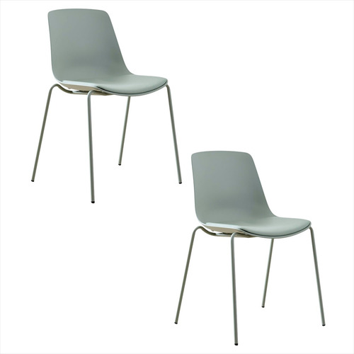 Silla Comedor Alpha, Moderna, Hierro Y Asiento Ecocuero X 2. Estructura De La Silla Verde Claro Diseño De La Tela Polipropileno